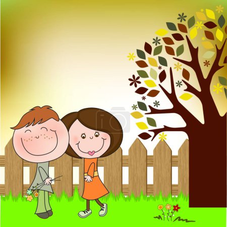 Illustration for Happy lovers couple modern vector illustration - Royalty Free Image