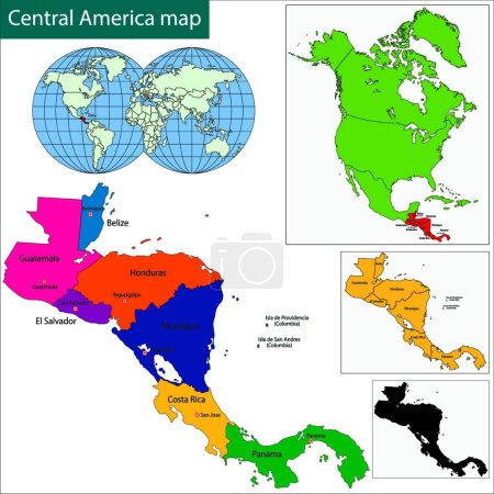 Ilustración de Ilustración del mapa de Centroamérica - Imagen libre de derechos