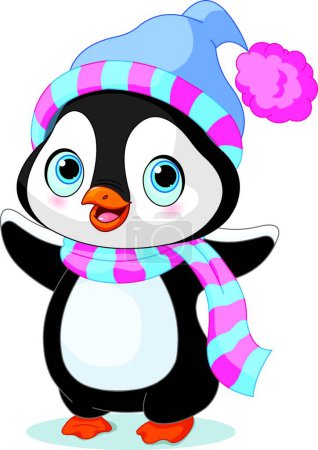 Téléchargez les illustrations : Illustration du pingouin d'hiver mignon - en licence libre de droit