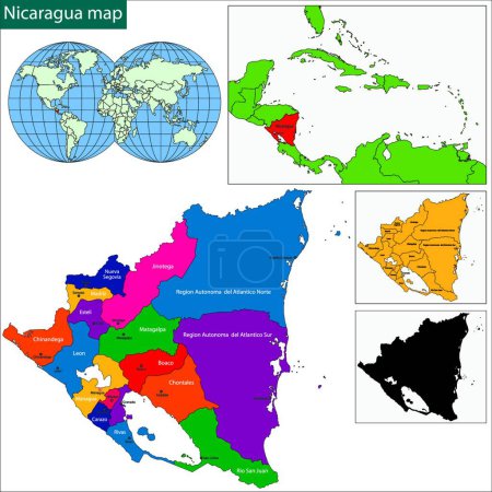 Ilustración de Nicaragua mapa, ilustración vectorial gráfica - Imagen libre de derechos