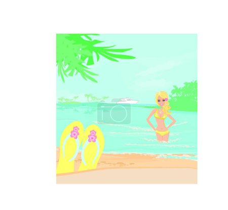Illustration for Girl on vacation  vector illustration - Royalty Free Image