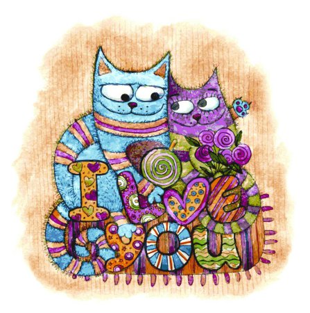 Ilustración de "Gatos enamorados "" ilustración vectorial gráfica - Imagen libre de derechos
