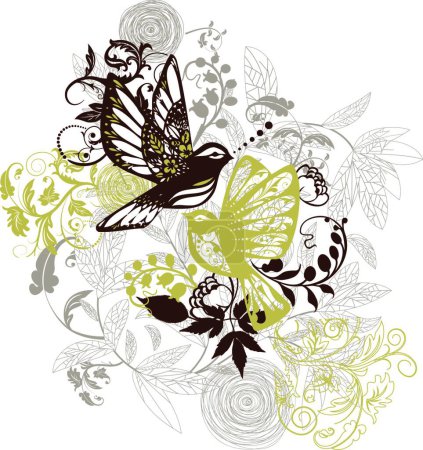 Ilustración de "ave tarareando "" ilustración vectorial gráfica - Imagen libre de derechos