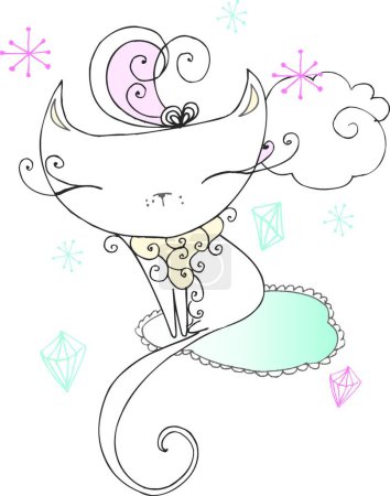 Illustration for "glamour kitten"" graphic vector illustration - Royalty Free Image