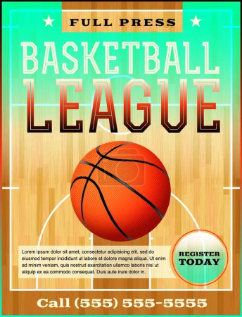 Illustration for "Basketball League Flyer" - vector illustration - Royalty Free Image