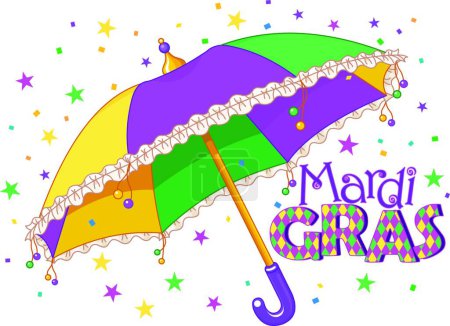 Illustration for "Mardi Gras umbrella"" graphic vector illustration - Royalty Free Image