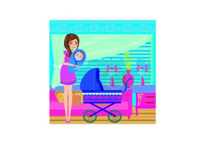 Téléchargez les illustrations : "mère étreint son enfant "" illustration vectorielle graphique - en licence libre de droit