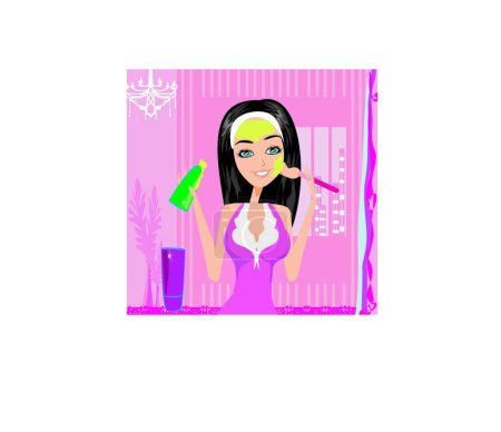 Illustration for "beautiful girl applying moisturizer "" graphic vector illustration - Royalty Free Image