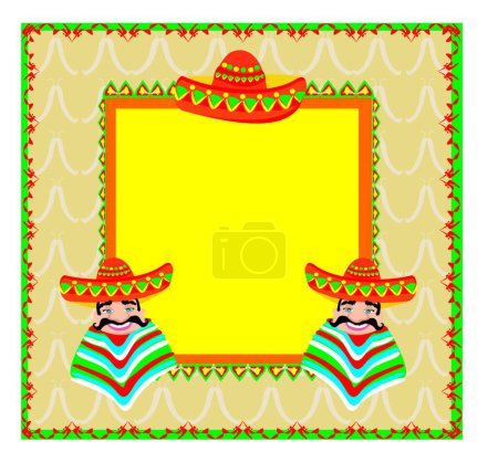 Illustration for "Mexican frame with man in sombrero "" graphic vector illustration - Royalty Free Image