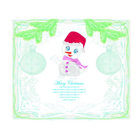 Téléchargez les illustrations : " Joyeux bonhomme de neige carte "" illustration vectorielle graphique - en licence libre de droit