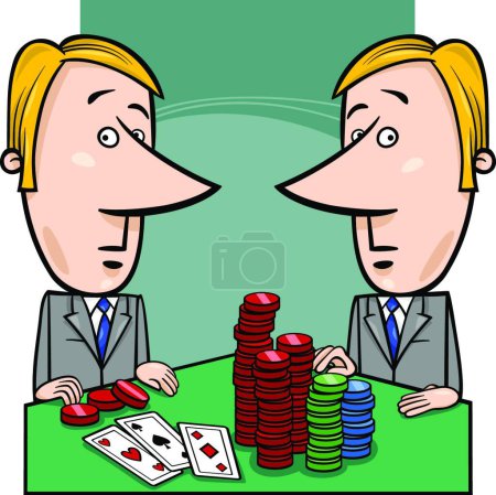 Ilustración de "hombres de negocios jugando póquer de dibujos animados "" vector gráfico ilustración - Imagen libre de derechos