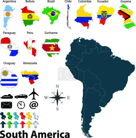 Illustration for "Maps of South America"" graphic vector illustration - Royalty Free Image