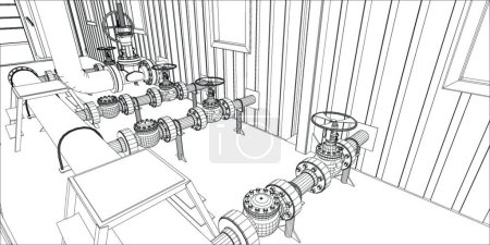 Ilustración de "Equipo industrial. Marco de alambre 3d render
" - Imagen libre de derechos