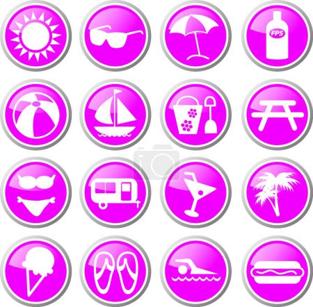 Ilustración de Playa vacaciones de verano iconos vector ilustración - Imagen libre de derechos