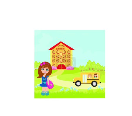 Illustration for Girl going to school , graphic vector illustration - Royalty Free Image