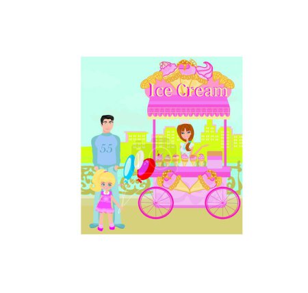 Ilustración de Ice Cream Mobile Shop, ilustración vectorial gráfica - Imagen libre de derechos