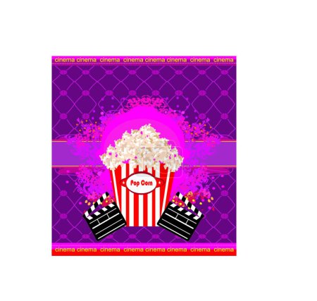 Illustration for Pop corn with clapper board, cinema. abstract card - Royalty Free Image