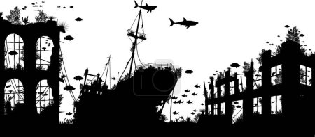 Illustration for Wreckage reef modern vector illustration - Royalty Free Image