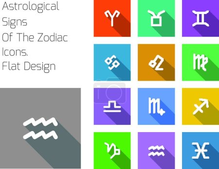 Téléchargez les illustrations : "Symbole du zodiaque icônes sur fond de couleur." - en licence libre de droit