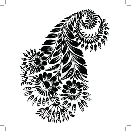 Illustration for "decorative silhouette of a floral paisley" - Royalty Free Image
