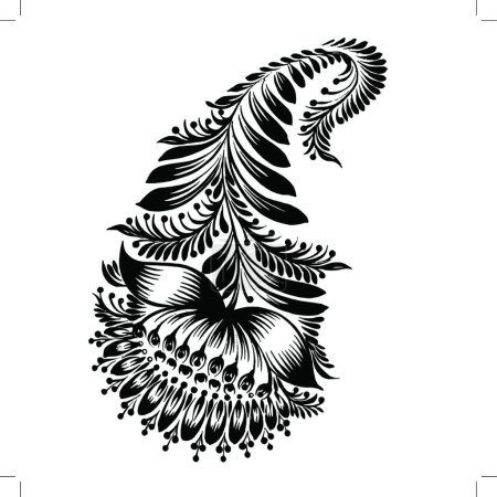 Illustration for "decorative silhouette of a floral paisley" - Royalty Free Image