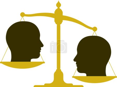 Illustration for "Unbalanced scale with two heads"" graphic vector illustration - Royalty Free Image