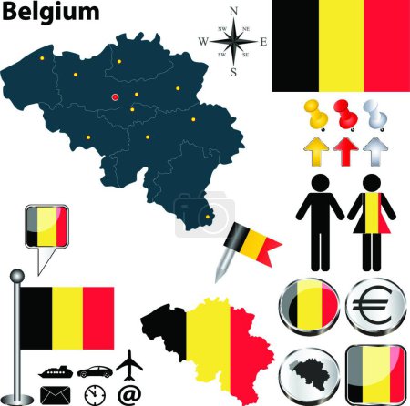 Ilustración de Bélgica mapa, web simple ilustración - Imagen libre de derechos