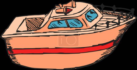 Ilustración de "Barco de motor "" ilustración vectorial gráfica - Imagen libre de derechos