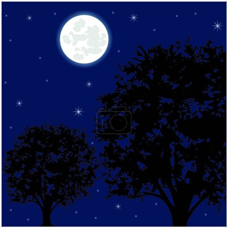 Illustration for Moon night and tree - Royalty Free Image