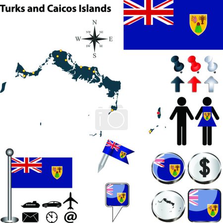 Illustration for Map of Turks and Caicos Islands - Royalty Free Image
