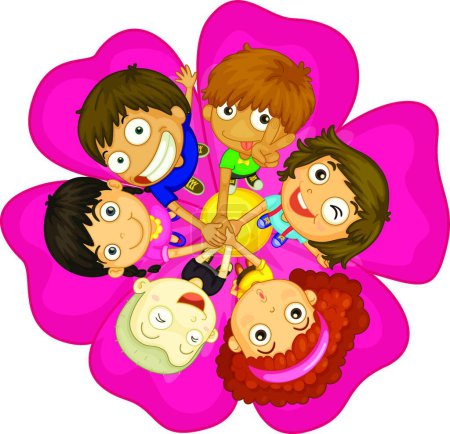 Ilustración de "Niños en una flor "" ilustración vectorial gráfica - Imagen libre de derechos