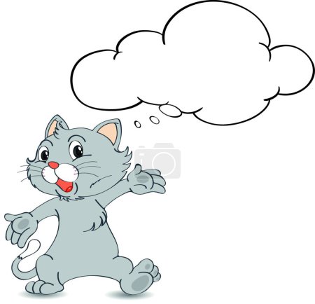 Illustration for "Thinking cat"" graphic vector illustration - Royalty Free Image