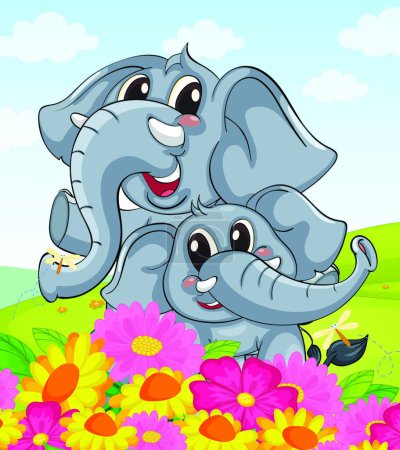 Illustration for Elephants" graphic vector illustration - Royalty Free Image