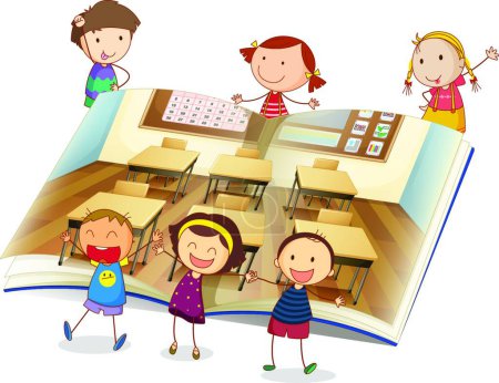 Illustration for "kids in classroom"" graphic vector illustration - Royalty Free Image