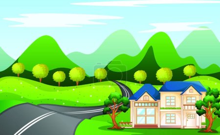 Illustration for "house in nature"" graphic vector illustration - Royalty Free Image