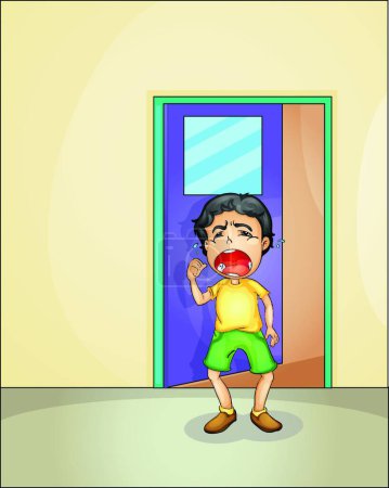 Ilustración de "Niño llorando "" ilustración vectorial gráfica - Imagen libre de derechos