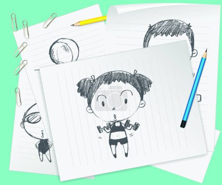 Illustration for "Sketched on paper"" graphic vector illustration - Royalty Free Image