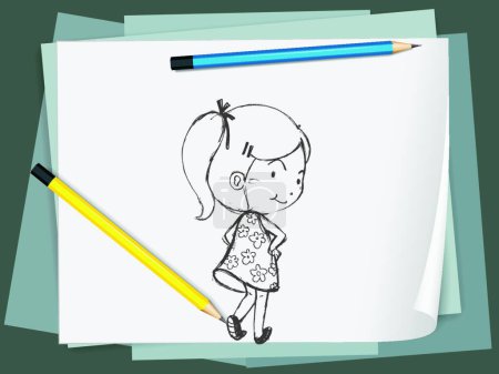 Illustration for Drawing girl sketch, vector illustration - Royalty Free Image