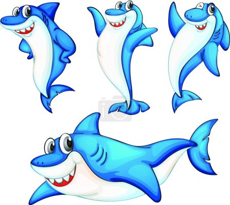 Téléchargez les illustrations : Série requin, illustration vectorielle graphique - en licence libre de droit
