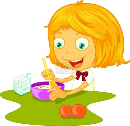 Illustration for Child eating  vector illustration - Royalty Free Image