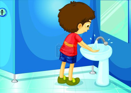 Téléchargez les illustrations : Illustration du garçon dans Salle de bain - en licence libre de droit