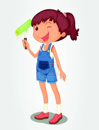Illustration for Illustration of the Painter girl - Royalty Free Image