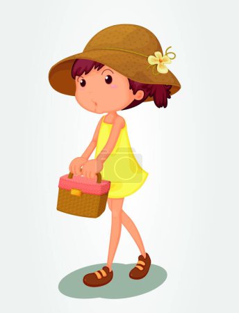 Ilustración de Ilustración de la niña de la cesta - Imagen libre de derechos