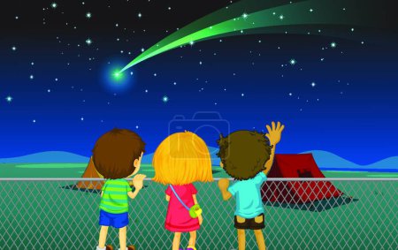 Ilustración de Niños y cometa, ilustración vectorial gráfica - Imagen libre de derechos