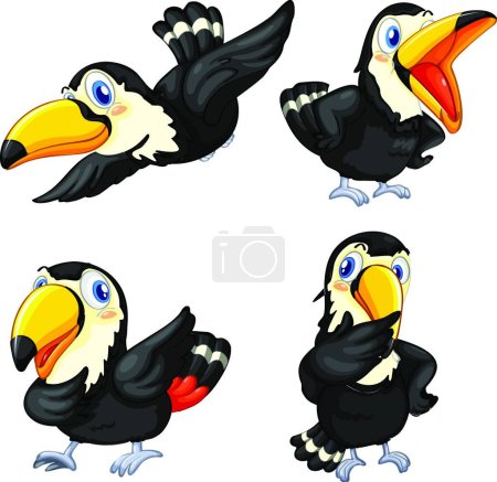 Téléchargez les illustrations : Série oiseau toucan, illustration vectorielle graphique - en licence libre de droit