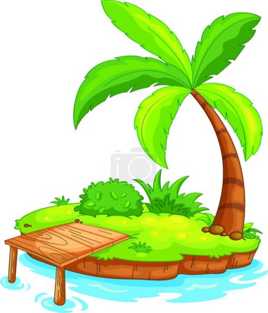 Ilustración de Isla con ilustración de vector de palmera - Imagen libre de derechos