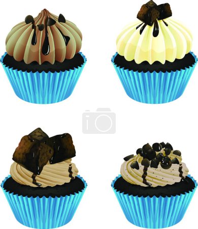 Ilustración de Coloridos cupcakes para web, ilustración vectorial - Imagen libre de derechos