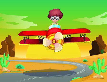Illustration for Boy and aeroplane, graphic vector illustration - Royalty Free Image