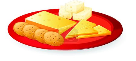 Téléchargez les illustrations : Biscuits au fromage en assiette, illustration vectorielle graphique - en licence libre de droit