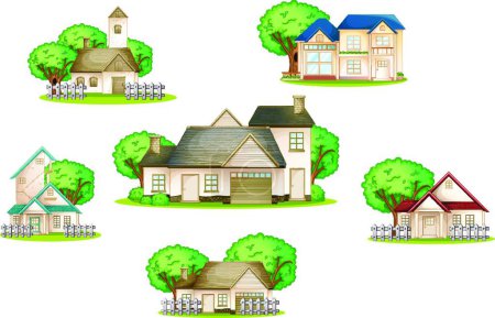 Téléchargez les illustrations : Diverses maisons, illustration vectorielle graphique - en licence libre de droit